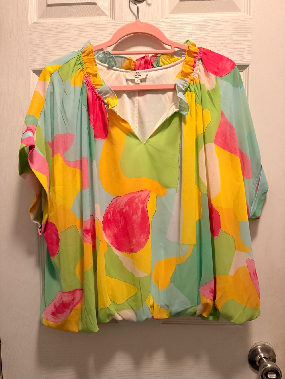 Entro Bright Abstract Multi-Color Blouse - Picture 3 of 6